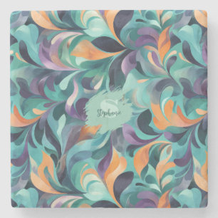 Porta-copo De Pedra Padrão Vibrante de inspiração de Abstrato Paisley