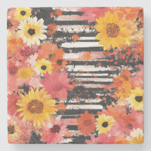 Porta-copo De Pedra Padrão Vintage Watercolor Floral Abstrato (10)