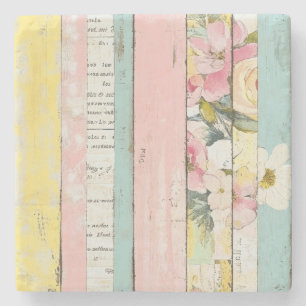 Porta-copo De Pedra Padrão Vintage Watercolor Floral Abstrato (19)