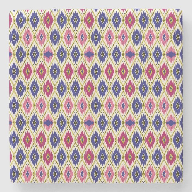 Porta-copo De Pedra Padrões geométricos: Ilustra Têxtil Tradicional (Frente)