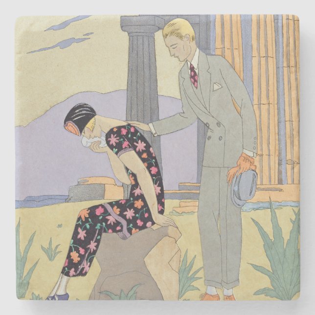 Porta-copo De Pedra Paestum, 1924 (impressão do pochoir) (Frente)