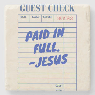 Porta-copo De Pedra 'Pago por Inteiro. - Jesus' Recibo de Restaurante 
