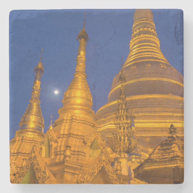 Porta-copo De Pedra Pagode Shwedagon à noite, Myanmar (Frente)