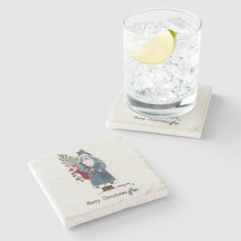 Porta-copo De Pedra Pai Natal com os desejos da árvore Feliz Natal