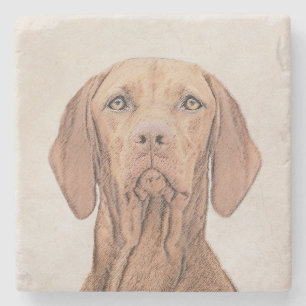 Porta-copo De Pedra Painting Vizsla - Arte de Cachorro Original