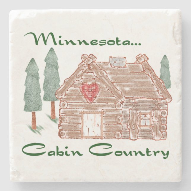 Porta-copo De Pedra País da cabine de Minnesota (Frente)