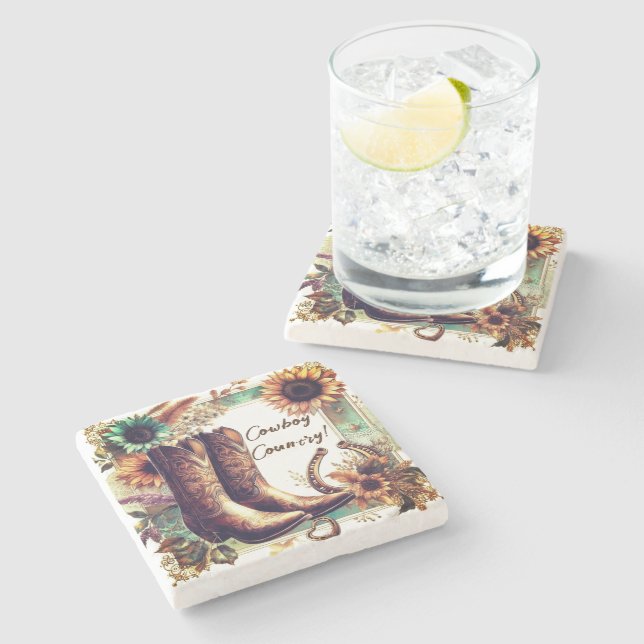 Porta-copo De Pedra País Russo de Cowboy Ocidental (Lateral)