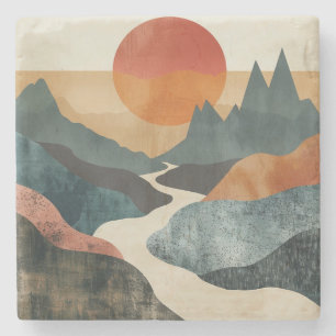Porta-copo De Pedra Paisagem Boho Abstrato (5)