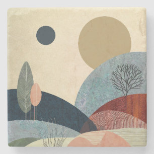 Porta-copo De Pedra Paisagem de Colinas Fantasia