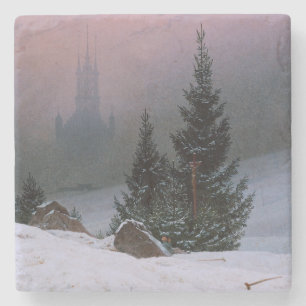 Porta-copo De Pedra Paisagem de inverno (por Caspar David Friedrich)