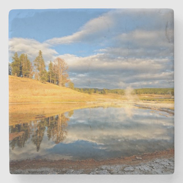 Porta-copo De Pedra Paisagem de Yellowstone (Frente)
