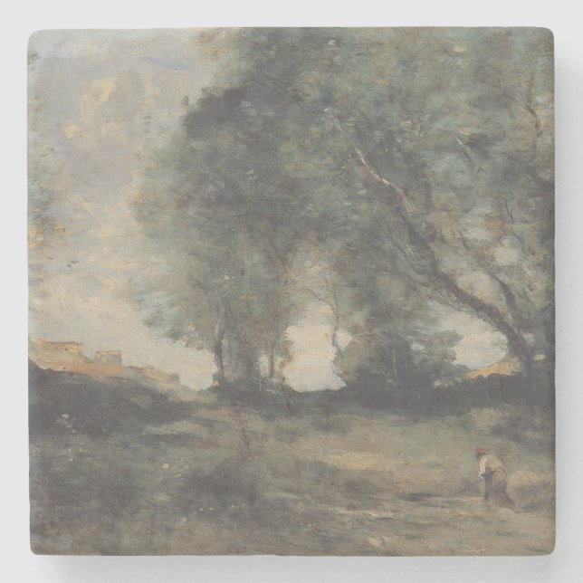 Porta-copo De Pedra Paisagem (por Camille Corot) (Frente)