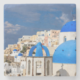 Porta-copo De Pedra paisagem urbana de Santorini, Grécia