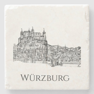 Porta-copo De Pedra Paisagem Urbana de Würzburg Baviera Arte Minimalis