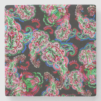 Porta-copo De Pedra Paisley Floral, Fundo Étnico.