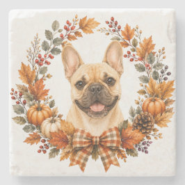 Porta-copo De Pedra Palete de Outono de Bulldog Francês
