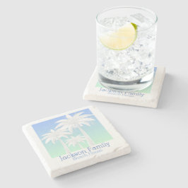 Porta-copo De Pedra Palm Tree Coastal Blue Sky Nome