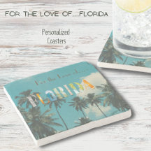 Palm Tree Florida Beach Stone Porta copos