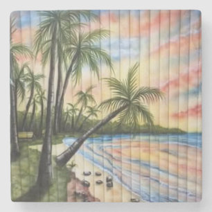 PORTA-COPO DE PEDRA PALMAS TROPICAIS BRANQUEIRAS