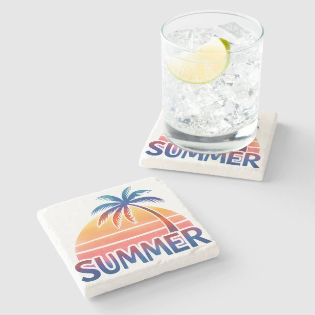 Porta-copo De Pedra Palmeira de Verão (Lateral)