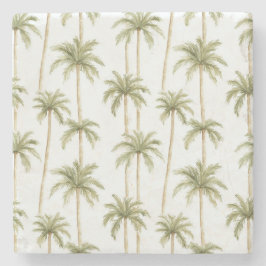 Porta-copo De Pedra Palmeiras brancas tropicais