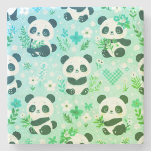Porta-copo De Pedra Panda Bear Pattern Green Impressão