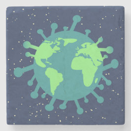 Porta-copo De Pedra Pandemia Global (Partícula Vírus) (Infecção Viral)