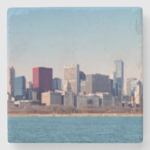 Porta-copo De Pedra Panorama da skyline de Chicago