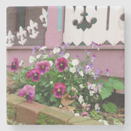 Porta-copo De Pedra Pansies e Fleur-de-lis - Vineyard de Martha