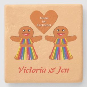 Porta-copo De Pedra Pão de Natal lésbico Casal feminino