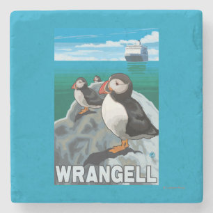 Porta-copo De Pedra Papagaio-do-mar & navio de cruzeiros - Wrangell,