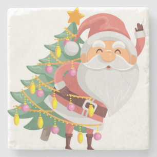 Porta-copo De Pedra Papai Noel
