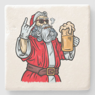 Porta-copo De Pedra Papai Noel Mau, Rocha, Cerveja e Charuto