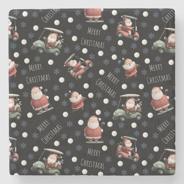 Porta-copo De Pedra Papais noeis de golfe em preto (Frente)