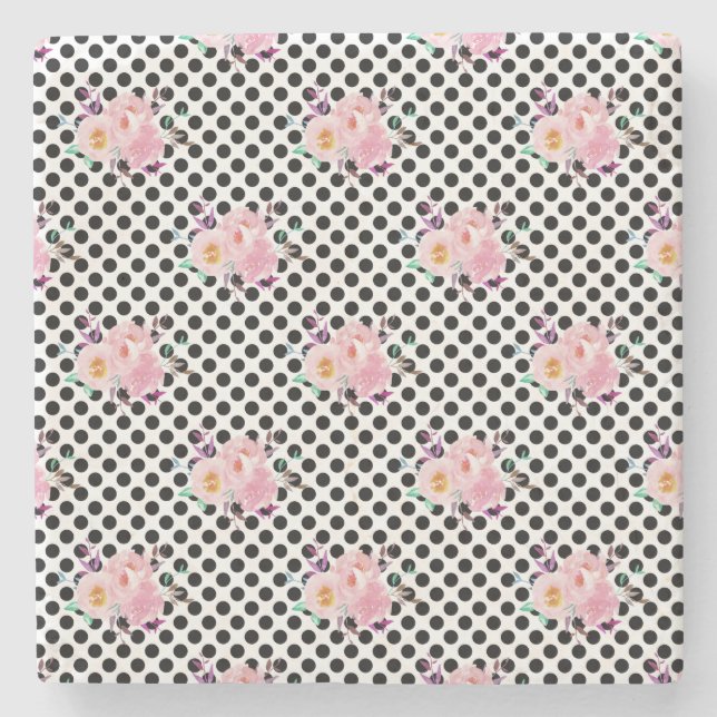 Porta-copo De Pedra Papeis Florais Aquarela Presente Nova Casa (Frente)