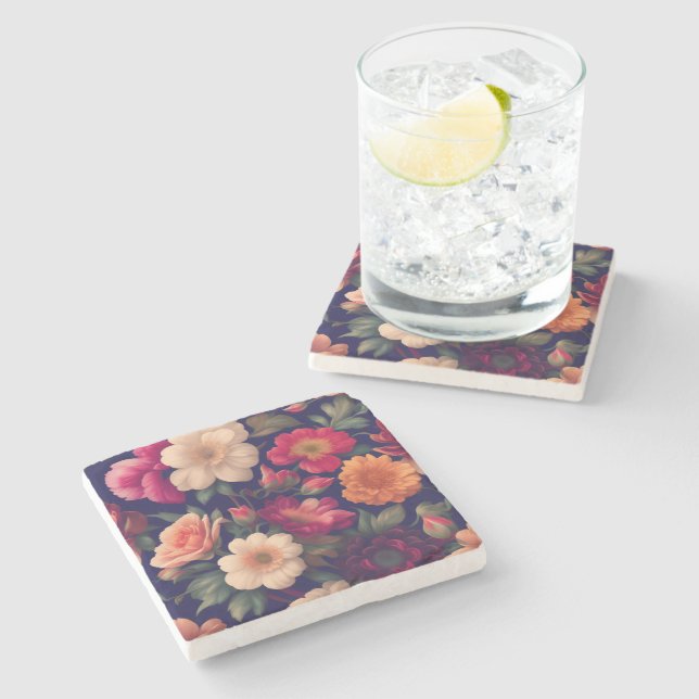 Porta-copo De Pedra Papel de parede com padrão floral (Lateral)