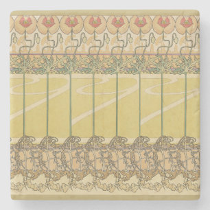 Porta-copo De Pedra Papel de Parede Floral Art Nouveau Alfonse Mucha P
