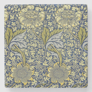 Porta-copo De Pedra Papel de Parede Floral William Morris Kennet Azul