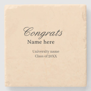 Porta-copo De Pedra Parabéns graduado nome universidade turma de 20XX
