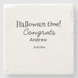 Porta-copo De Pedra Parabéns no Halloween adicione nome data ano forma