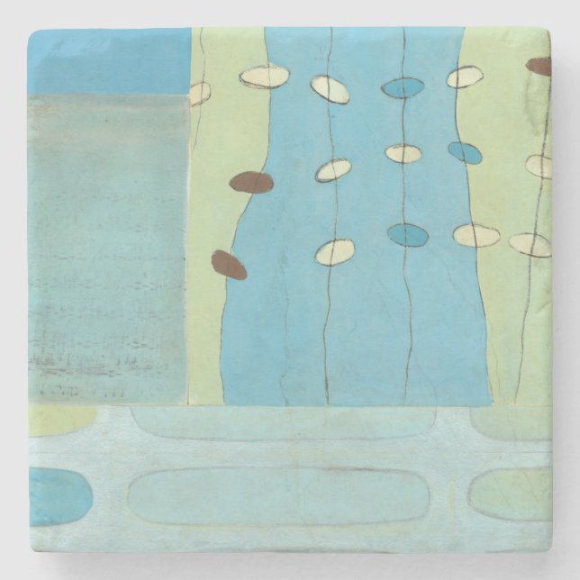 Porta-copo De Pedra Parada abstrato Azul do Ovo (Frente)