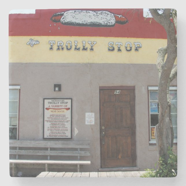 Porta-copo De Pedra Parada do trole (Frente)