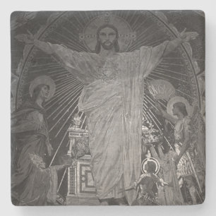Porta-copo De Pedra Paris Antigo Mosaico Principal Coração Sagrado jes