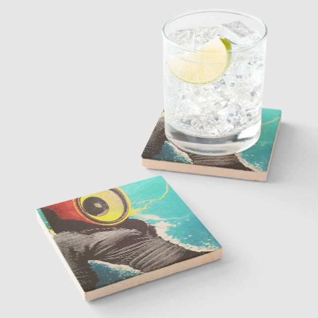 Porta-copo De Pedra "Paris é" arenito elétrico (Lateral)