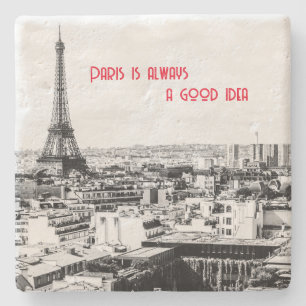 Porta-copo De Pedra Paris encarava Portas copos a preto e branco