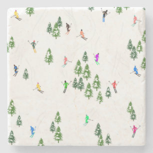 Porta-copo De Pedra Partido Freeride Alpino Skiers Skiing