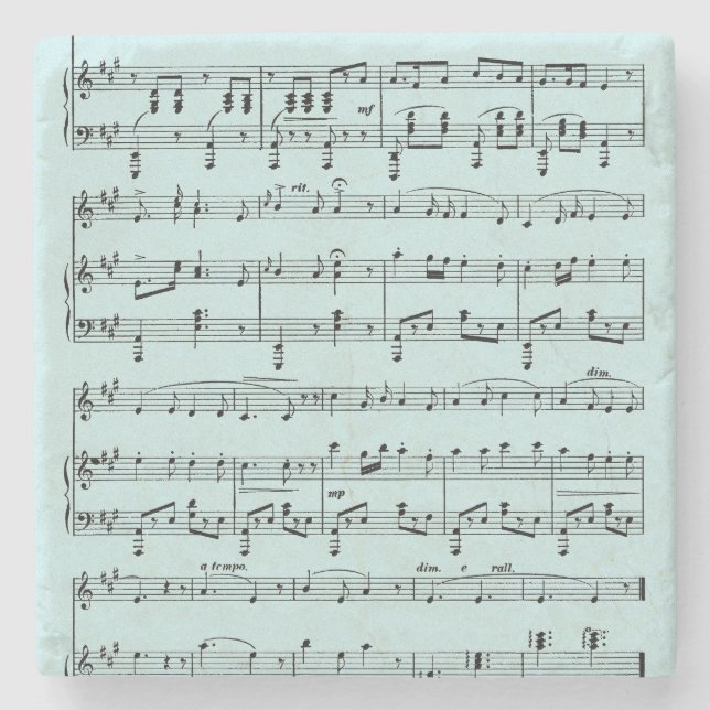 Porta-copo De Pedra Partitura Azul (Frente)