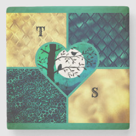 Porta-copo De Pedra Pássaros-luar Dourados e lacrimogêneos