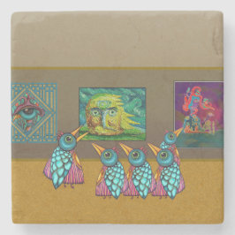 Porta-copo De Pedra Pássaros na Galeria