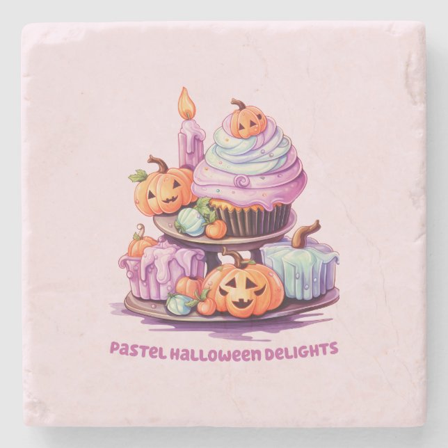 Porta-copo De Pedra Pastel Halloween Delights (Frente)
